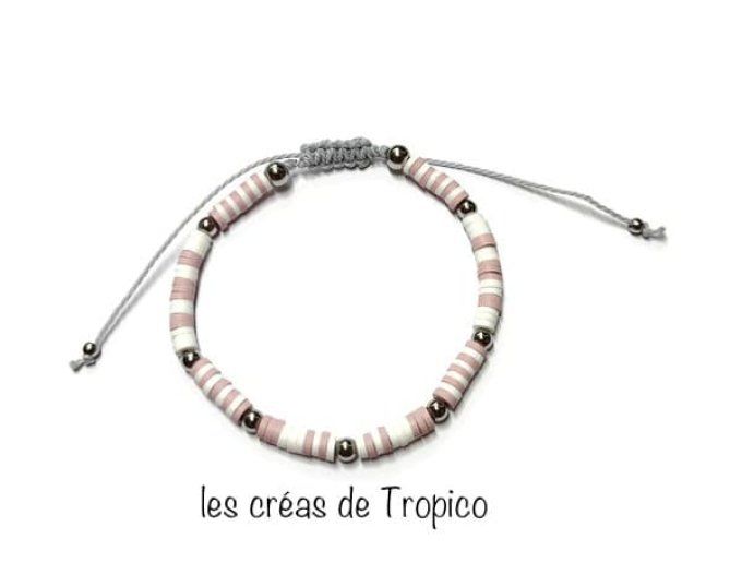 BRACELET FIMO HEISHI VIEUX ROSE