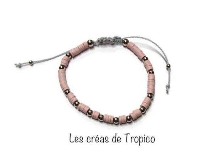 BRACELET FIMO HEISHI VIEUX ROSE