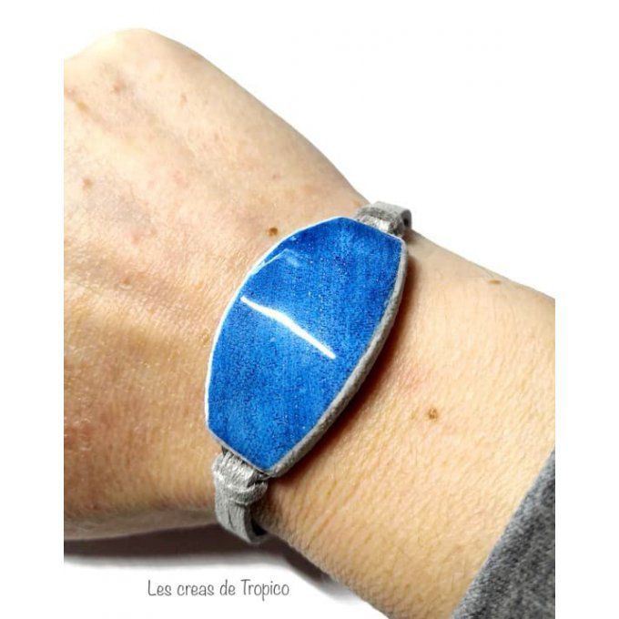 BRACELET FIMO JEANS BLEU GRIS