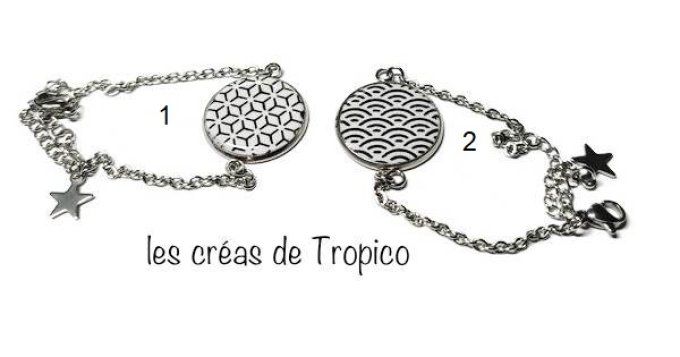 BRACELET FIMO NOIR BLANC ETOILE CERCLE