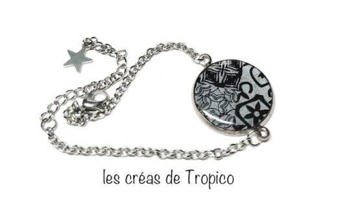 BRACELET FIMO NOIR BLANC GEOMETRIE