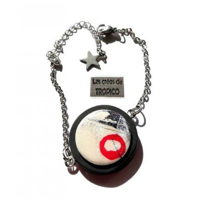 BRACELET FIMO NOIR BLANC ROUGE ABSTRAIT