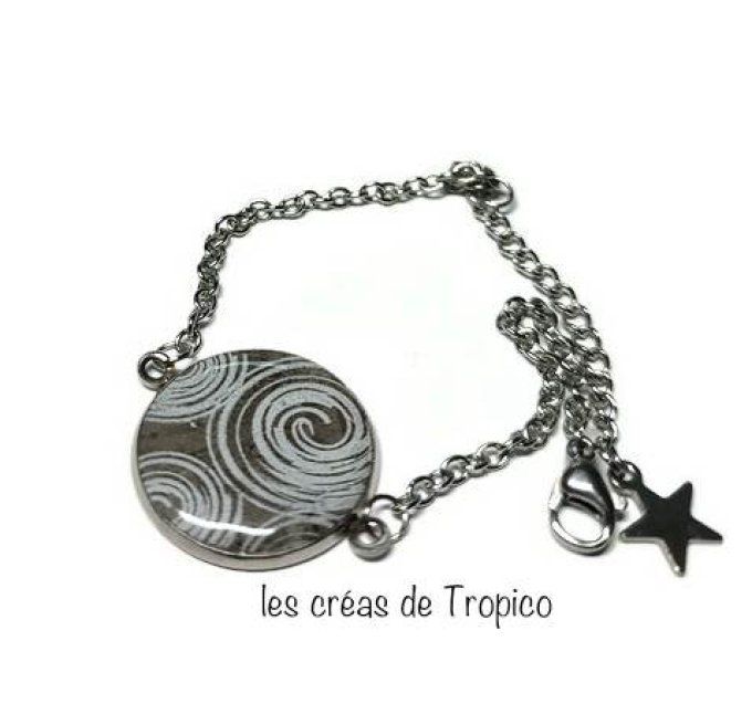 BRACELET FIMO NOIR BLANC GEOMETRIE