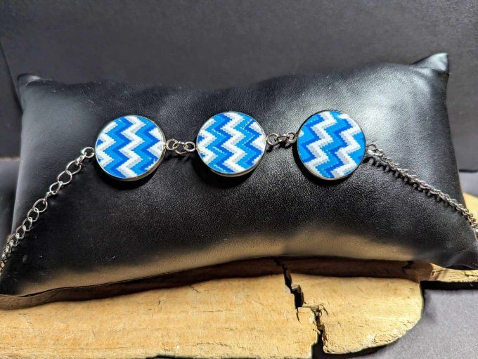 BRACELET FIMO ZEBRURE BLEU