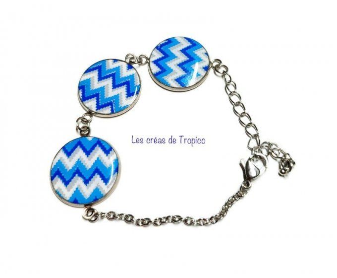 BRACELET FIMO ZEBRURE BLEU