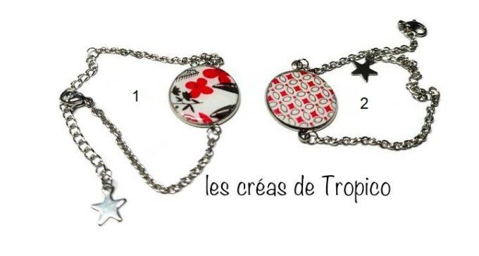 BRACELET FIMO ROUGE FLEUR CARRE