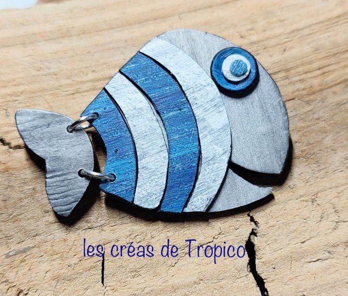 BROCHE FIMO POISSON BOIS USE