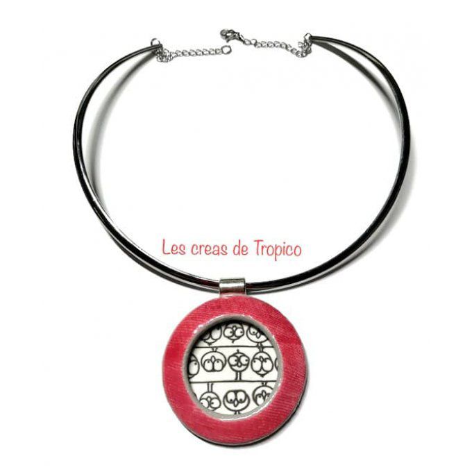 COLLIER OISEAU JEANS ROUGE