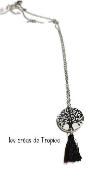 COLLIER PENDENTIF ARBRE DE VIE POMPON