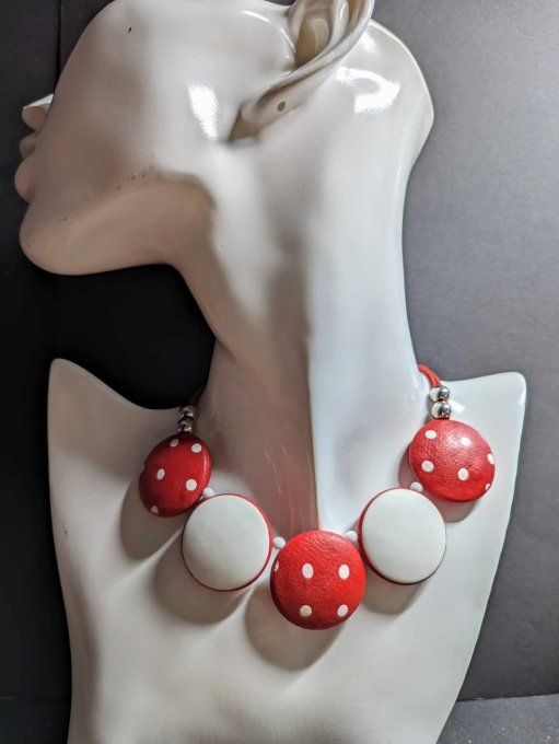 COLLIER BOIS ROUGE  POIS