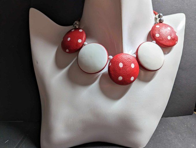 COLLIER BOIS ROUGE  POIS