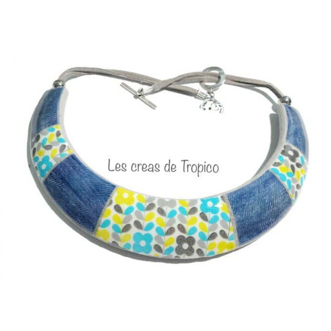 COLLIER TORQUE JEANS FLEURI