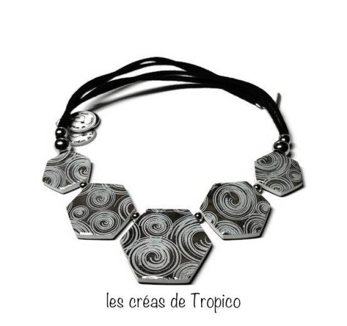 COLLIER FIMO TOURBILLON HEXAGONE