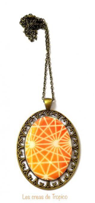 COLLIER FIMO BRONZE TRAIT ORANGE