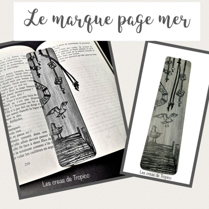 MARQUE PAGES BOIS MER PLAGE
