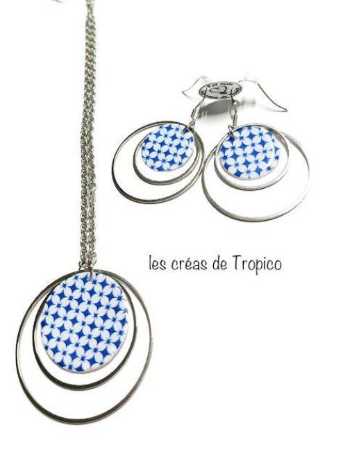 BOUCLES D'OREILLES CERCLE BLEU