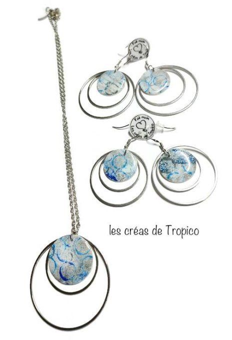 BOUCLES D'OREILLES CERCLE BLEU