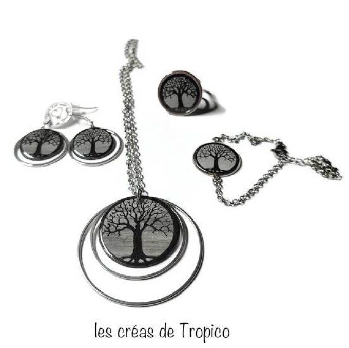 BOUCLES D'OREILLES CERCLE ARBRE DE VIE