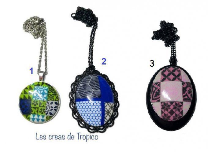 COLLIER CABOCHON BLEU ROSE