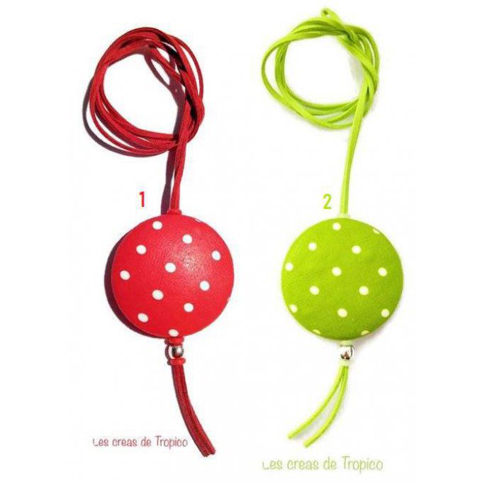 SAUTOIR PIN UP POIS VERT ROUGE