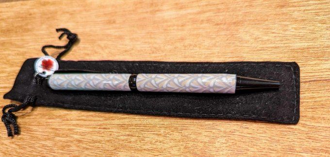 STYLO BILLE  EVENTAIL BLANC ROSE