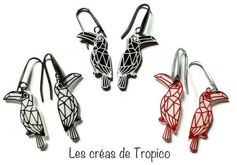 BOUCLES OREILLES FIMO TOUCAN