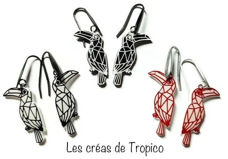 BOUCLES OREILLES FIMO TOUCAN