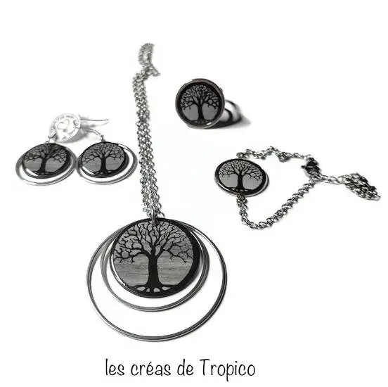 COLLIER SAUTOIR CERCLE ARBRE DE VIE